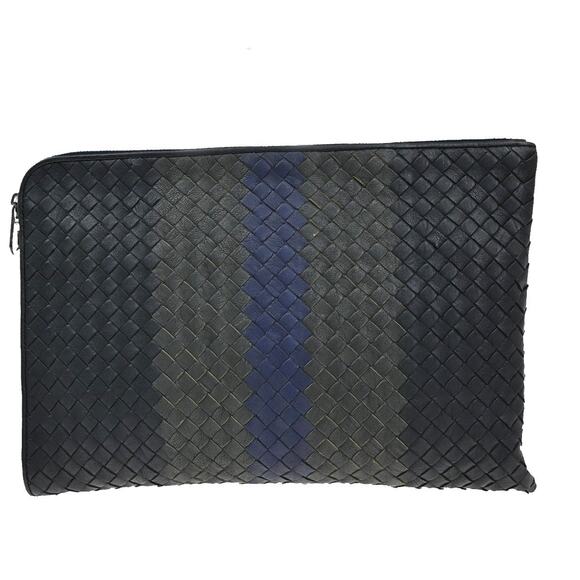 Bottega Veneta Intrecciato Nappa Portfolio Pouch Black